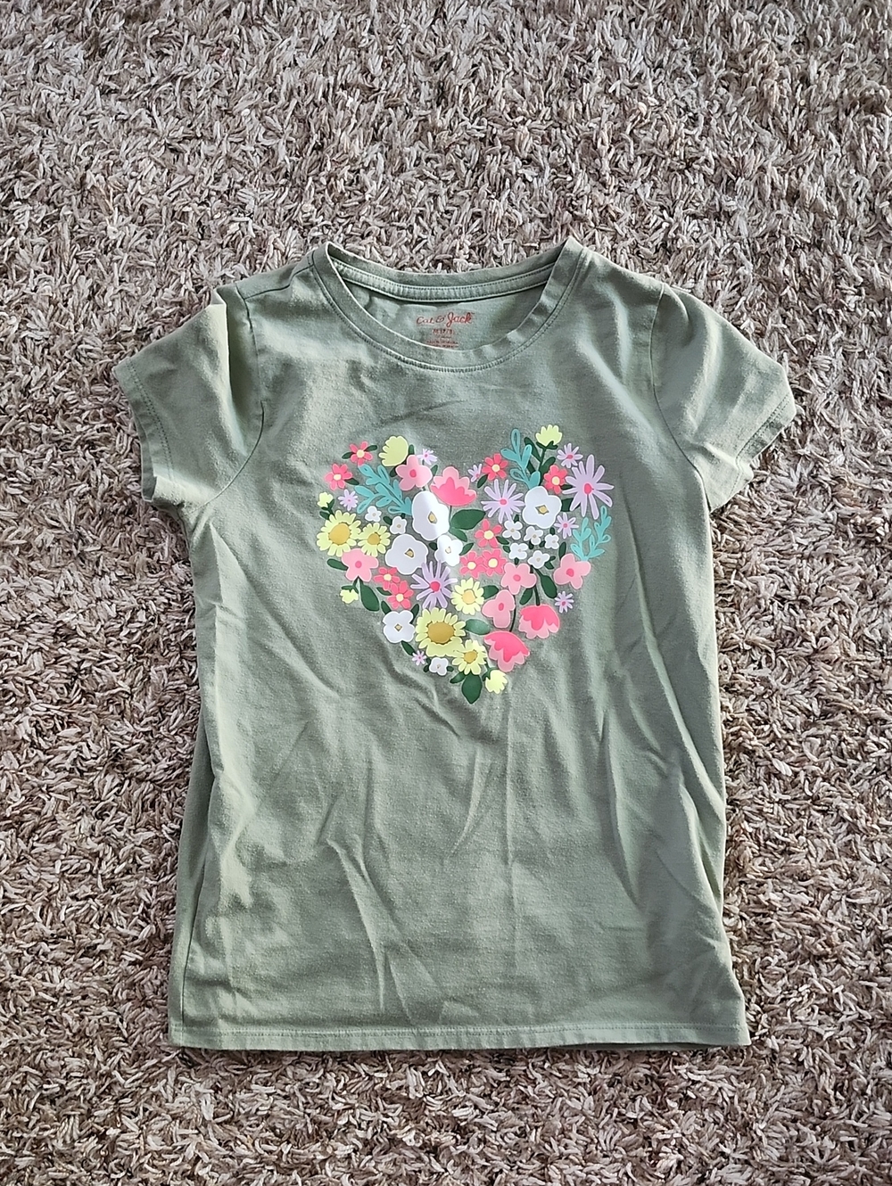 Cat & Jack Girls Short-Sleeve Tee with Floral Heart